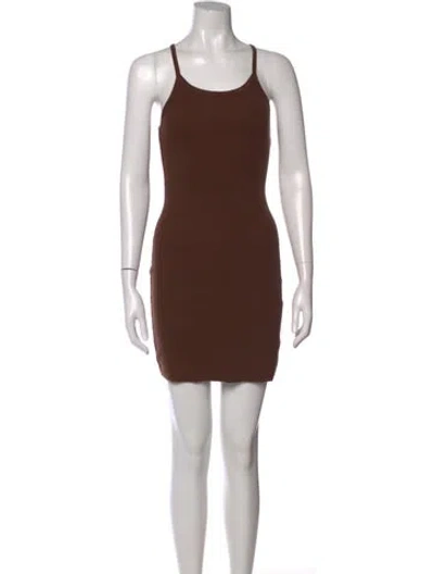 Pre-owned Éterne Scoop Neck Mini Dress In Brown