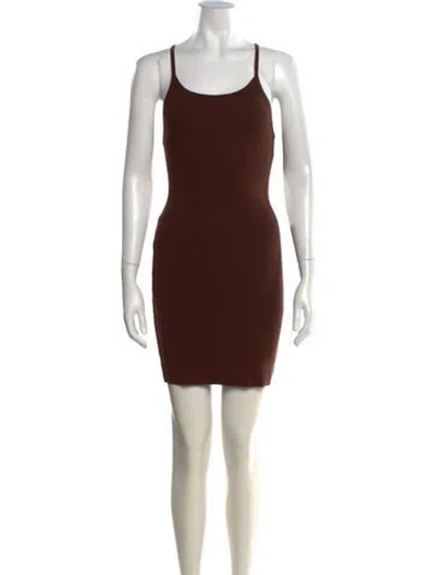 Pre-owned Éterne Scoop Neck Mini Dress In Brown