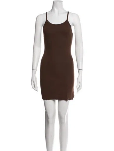 Pre-owned Éterne Scoop Neck Mini Dress In Brown
