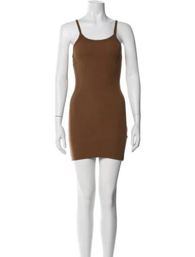 Pre-owned Éterne Scoop Neck Mini Dress In Brown
