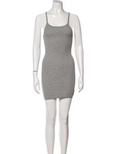 Pre-owned Éterne Scoop Neck Mini Dress In Gray
