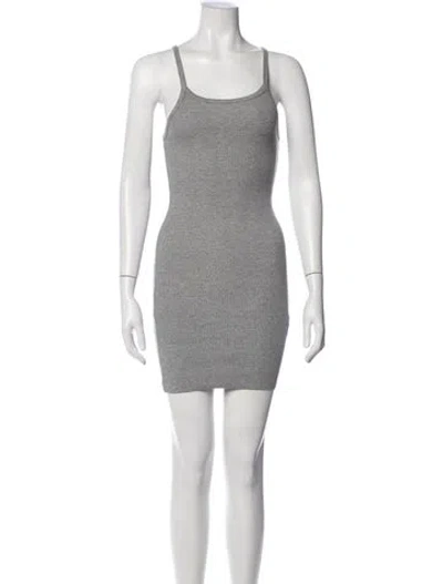 Pre-owned Éterne Scoop Neck Mini Dress In Gray