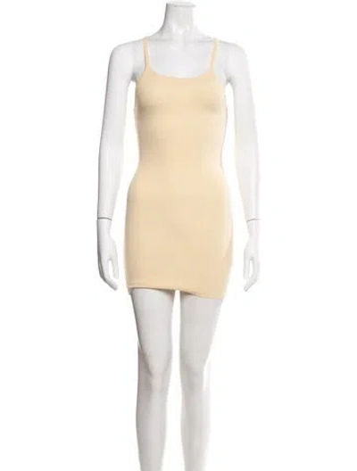 Pre-owned Éterne Scoop Neck Mini Dress In Neutral