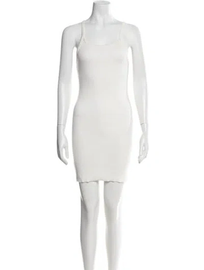 Pre-owned Éterne Scoop Neck Mini Dress In Neutral