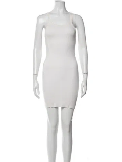 Pre-owned Éterne Scoop Neck Mini Dress In Neutrals