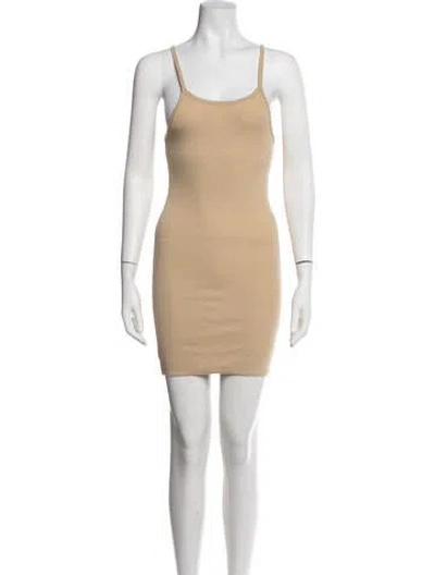 Pre-owned Éterne Scoop Neck Mini Dress In Neutrals
