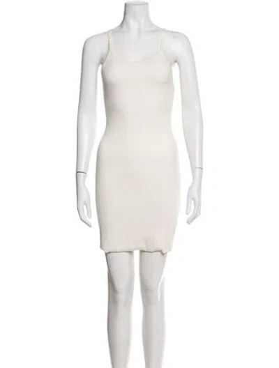 Pre-owned Éterne Scoop Neck Mini Dress In Neutrals