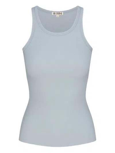 Éterne High Neck Fitted Tank Top In Slate In Blue
