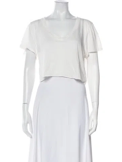 Pre-owned Éterne Scoop Neck Short Sleeve Crop Top In White