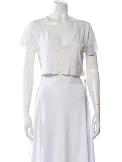Pre-owned Éterne Scoop Neck Short Sleeve Crop Top In White