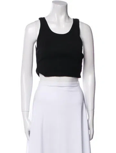 Pre-owned Éterne Scoop Neck Sleeveless Crop Top In Black