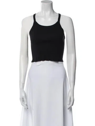 Pre-owned Éterne Scoop Neck Sleeveless Crop Top In Black
