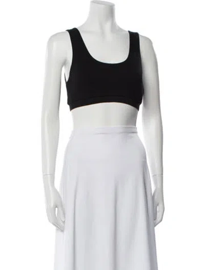 Pre-owned Éterne Scoop Neck Sleeveless Crop Top In Black