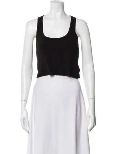 Pre-owned Éterne Scoop Neck Sleeveless Crop Top In Black