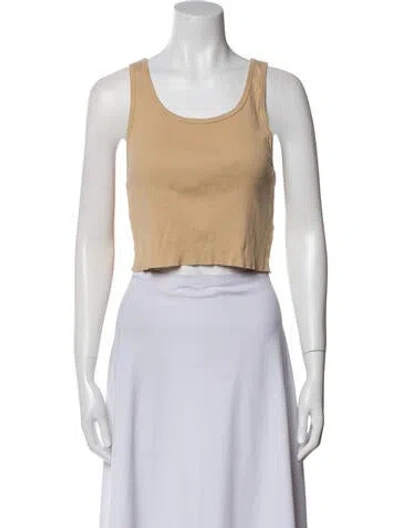 Pre-owned Éterne Scoop Neck Sleeveless Crop Top In Brown