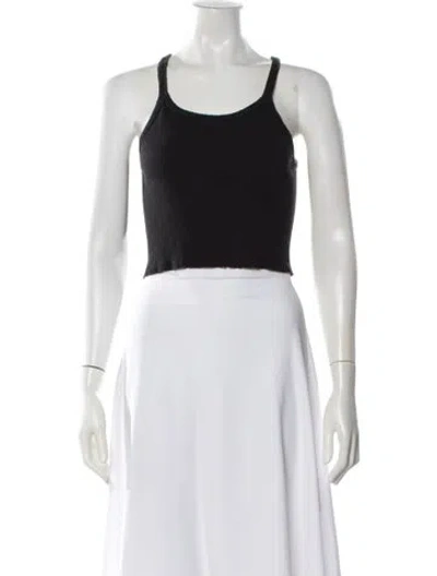 Pre-owned Éterne Scoop Neck Sleeveless Crop Top In Gray