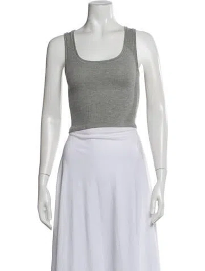 Pre-owned Éterne Scoop Neck Sleeveless Crop Top In Gray