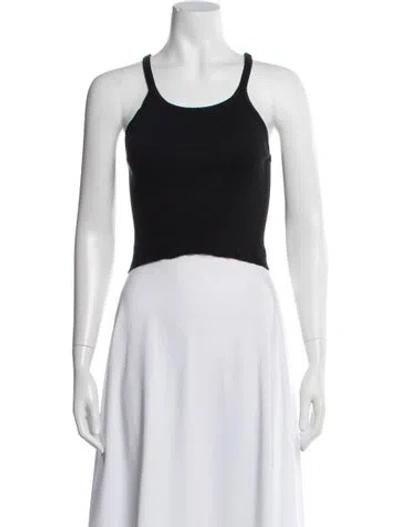 Pre-owned Éterne Scoop Neck Sleeveless Crop Top In Gray