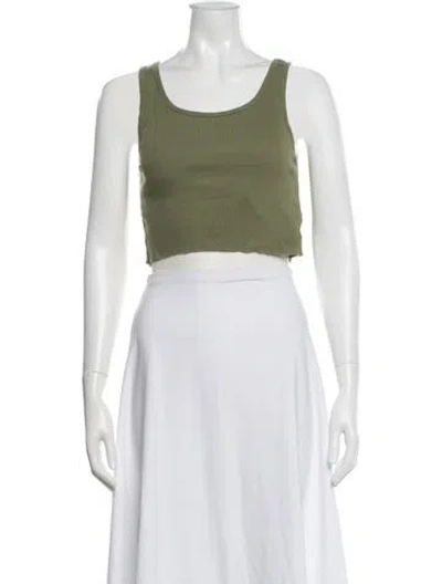 Pre-owned Éterne Scoop Neck Sleeveless Crop Top In Green