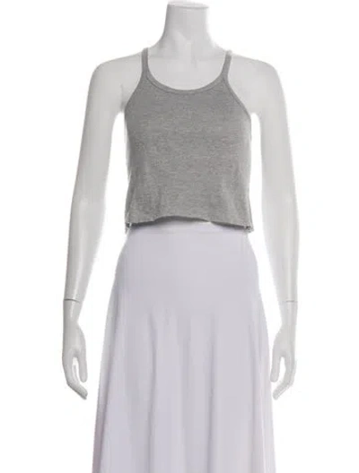 Pre-owned Éterne Scoop Neck Sleeveless Crop Top In Grey