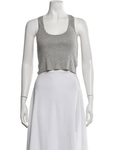 Pre-owned Éterne Scoop Neck Sleeveless Crop Top In Grey