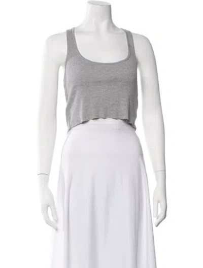 Pre-owned Éterne Scoop Neck Sleeveless Crop Top In Grey