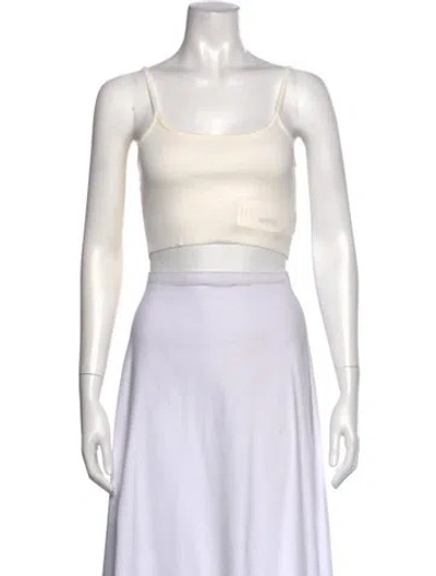 Pre-owned Éterne Scoop Neck Sleeveless Crop Top In White
