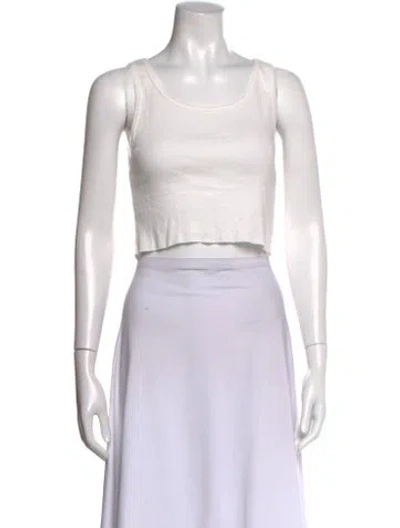 Pre-owned Éterne Scoop Neck Sleeveless Crop Top In White