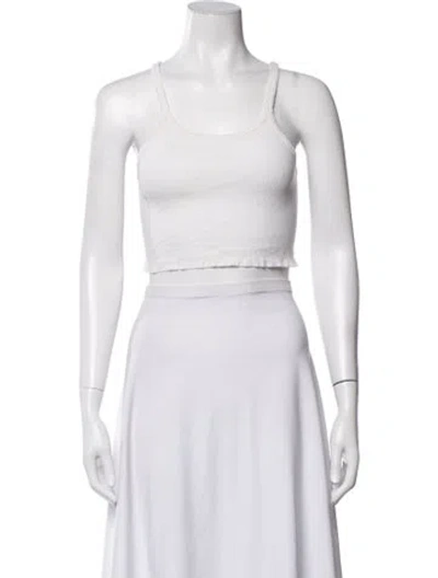 Pre-owned Éterne Scoop Neck Sleeveless Crop Top In White
