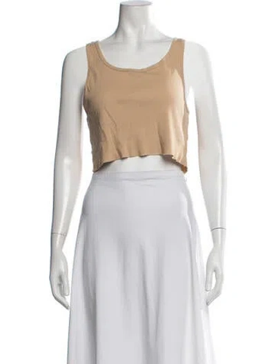 Pre-owned Éterne Scoop Neck Sleeveless Crop Top In White