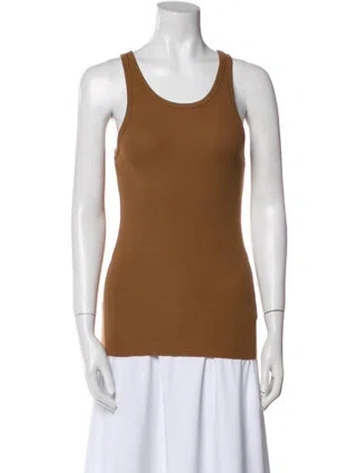 Pre-owned Éterne Scoop Neck Sleeveless Top In Brown