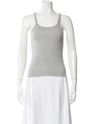 Pre-owned Éterne Scoop Neck Sleeveless Top In Grey