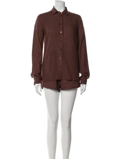 Pre-owned Éterne Short Set In Brown