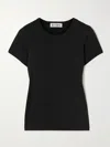 Éterne Short Sleeve Baby Tee Cotton And Modal-blend Jersey T-shirt In Black