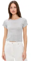 Éterne Chloe Cropped Cotton-blend Baby Tee In Gray