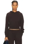 Éterne Shrunken Lightweight French Terry Hoodie Sweatshirt In Brown