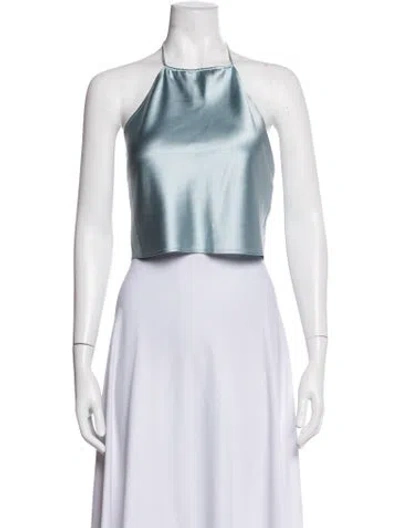 Pre-owned Éterne Silk Halterneck Crop Top In Blue