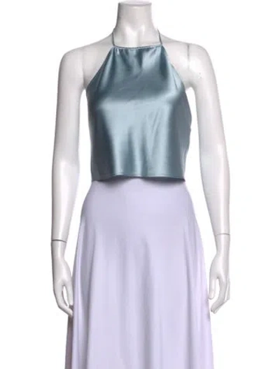 Pre-owned Éterne Silk Halterneck Crop Top In Blue