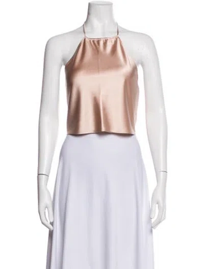 Pre-owned Éterne Silk Halterneck Crop Top In Neutrals