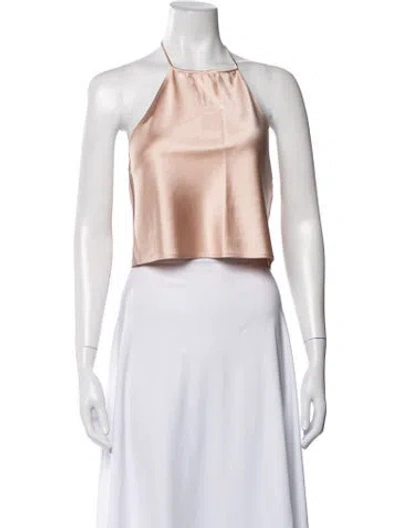 Pre-owned Éterne Silk Halterneck Crop Top In Pink