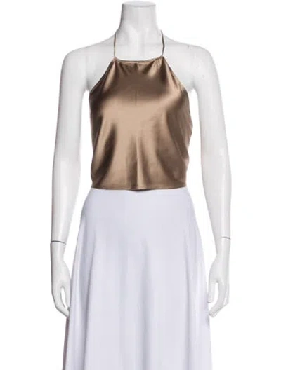 Pre-owned Éterne Silk Halterneck Crop Top W/ Tags In Neutrals
