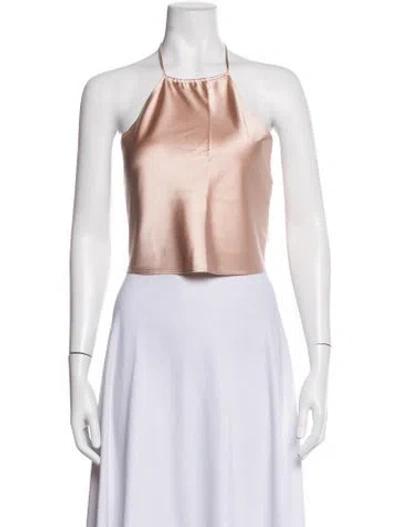 Pre-owned Éterne Silk Halterneck Crop Top W/ Tags In Neutrals