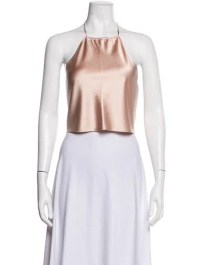 Pre-owned Éterne Silk Halterneck Crop Top W/ Tags In Neutrals