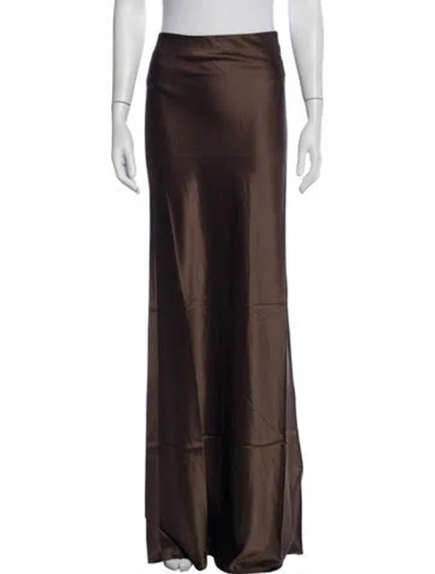 Pre-owned Éterne Silk Long Skirt In Brown