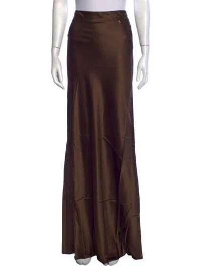 Pre-owned Éterne Silk Long Skirt In Brown