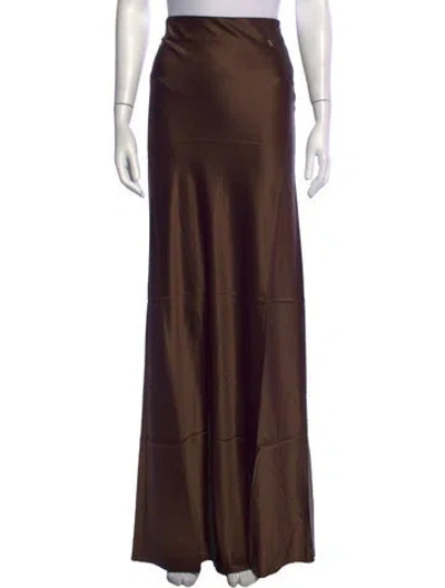 Pre-owned Éterne Silk Long Skirt In Brown