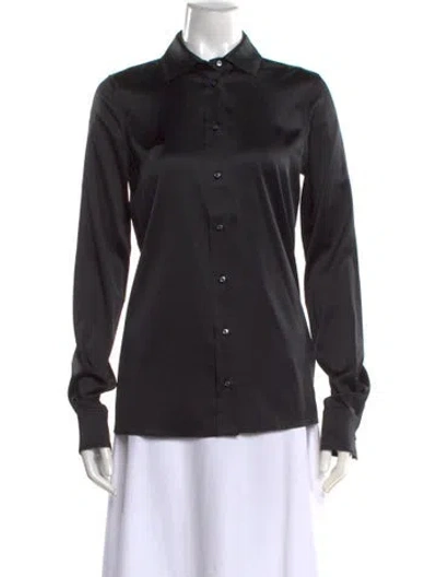 Pre-owned Éterne Silk Long Sleeve Blouse W/ Tags In Black