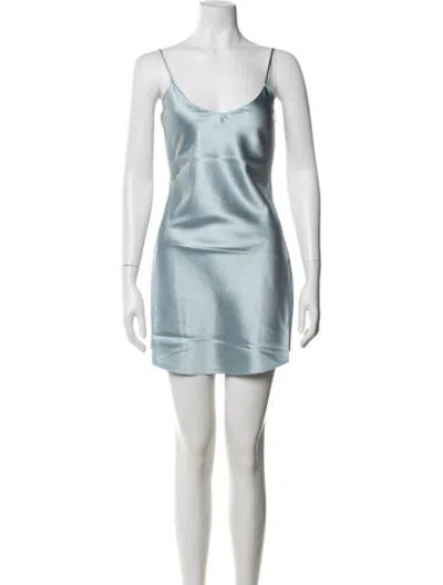 Pre-owned Éterne Silk Mini Dress W/ Tags In Blue