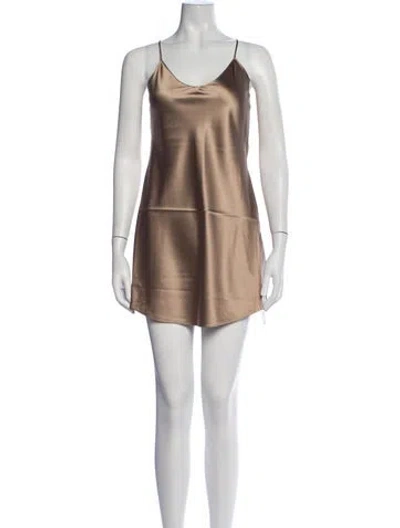 Pre-owned Éterne Silk Mini Dress W/ Tags In Brown