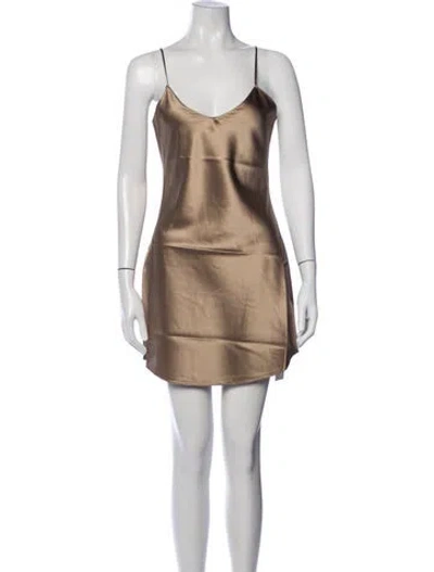 Pre-owned Éterne Silk Mini Dress W/ Tags In Neutrals